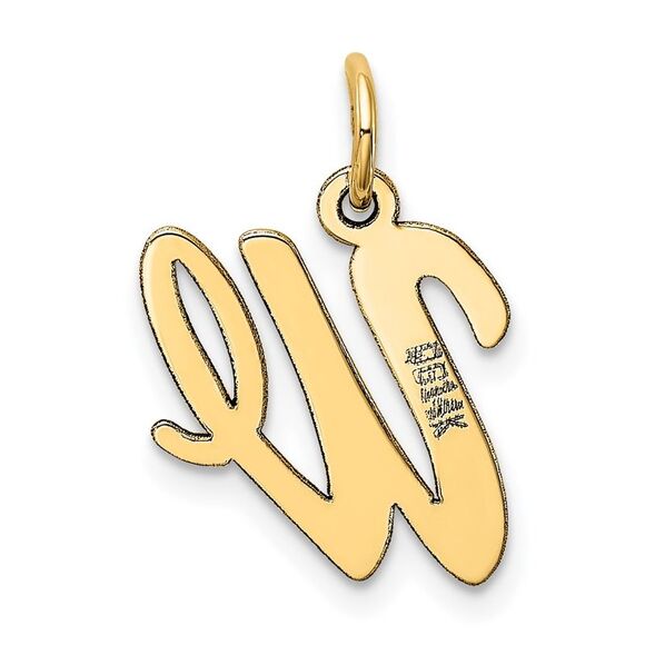 14k Yellow Gold, Madison Collection, Medium Script Initial W Pendant - Picture 3 of 5
